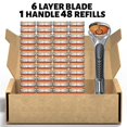 thumbnail image 2 of 48-Piece Men's/Women Razor Blade Replacement Set with Free Handle, Long Handle Double Edge Safety Razor, Ultra Sharp Stainless for Smooth Shaving for Face Head Body, Ideal Gift(2SET-8PCS), 2 of 8