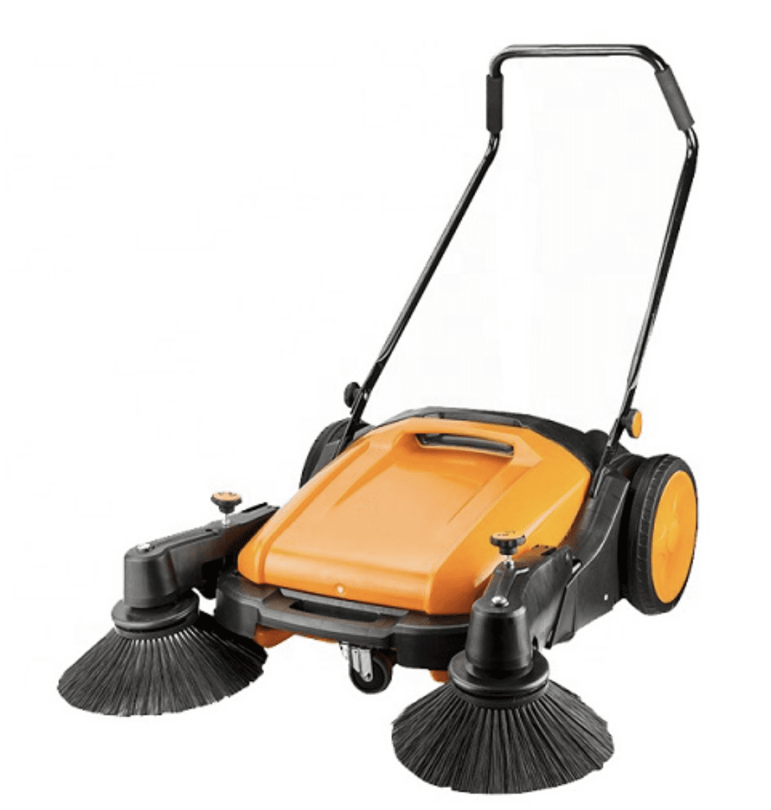 Industrial Floor Sweeper with Dual Side Brooms, 37" Walk-behind Outdoor and Indoor Twin Sweeper, 38,000 square feet per hour, 12 gal waste container