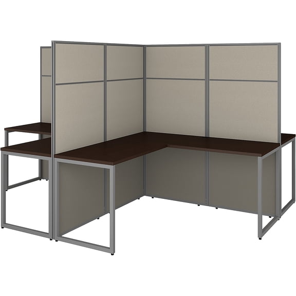 Bush Business Furniture Easy Office 4 Person L Shaped Cubicle with 66H Panels