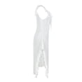 thumbnail image 4 of TARIENDY Womens Sheer Lingerie Wide Straps Chemise Nightgowns V Neck Side Slit Ruffles Long Sleepdress Backelss Night Gown White M, 4 of 8