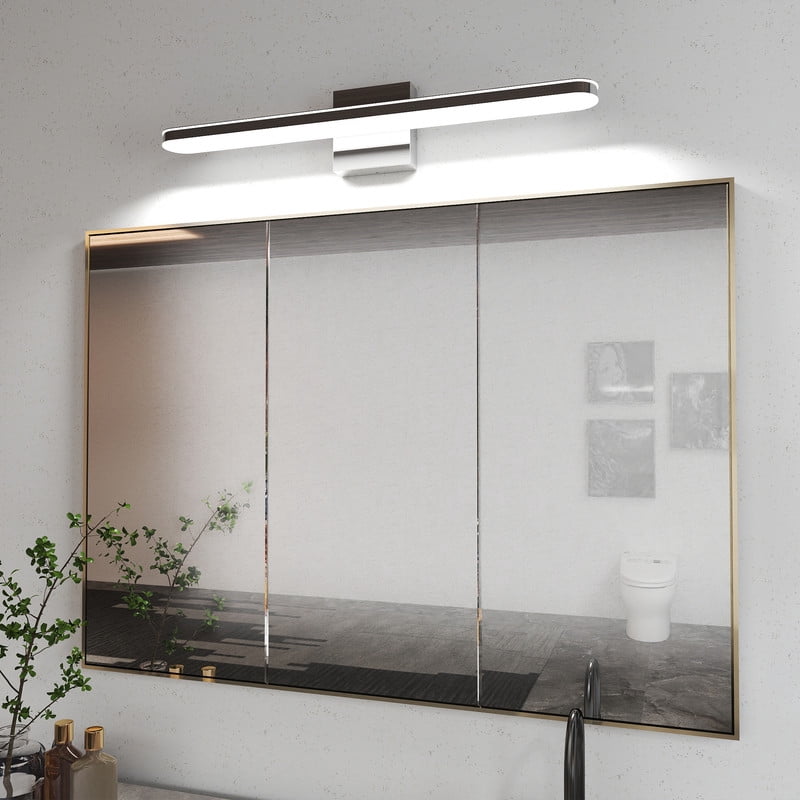 TICOZE 24" Chrome LED Vanity Light Bar - Dimmable 12W Bathroom Light Fixture, Waterproof Over Mirror Lighting for Wall/Sink, 6000K Daylight (23.6"L)