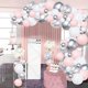 thumbnail image 1 of Silver Pink Balloons Garland Kit, 100pcs White and Silver Confetti Metallic Latex Balloons Arch with 16ft Tape Strip & Dot Glue for Girl Baby Shower, 1 of 4