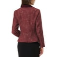thumbnail image 3 of MODA NOVA Vintage Tweed Jacket for Juniors Plaid Notched Collar Work Office Blazer with Belt Wine Red XS, 3 of 5