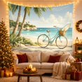 thumbnail image 3 of Ocean Waves Tropical with Beach Right Foreground Bicycle, Mystical Fantasy for Space Lovers, Galaxy Room Decor, Mother'S Day Gift, Tapestry Wall Hanging for Bedroom and Dorm, 3 of 7