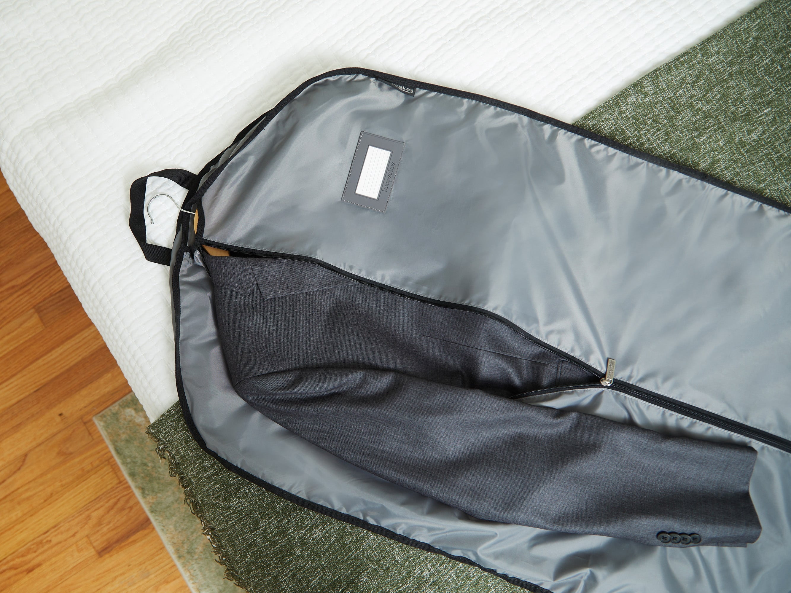 Covermates Keepsakes Deluxe Garment Bag Set - Premium Polyester - Full Length Zipper - ID Window - Carrying Handles - Stowaway Pouch - Closet Storage, Grey