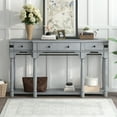 thumbnail image 3 of Churanty Narrow Side Table Farmhouse Console Table with Drawers and Bottom Shelf, 60" Long Sofa Table Entryway Table for Entryway Living Room Hallway,Antique Gray, 3 of 15