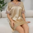 thumbnail image 6 of Tnhcen Women's Satin Nightgown V-Neck Sleepwear Bridal Loungewear Short Sleeve Nightdress Soft Pajamas S-XL Multiple Colors Available Beige, 6 of 9