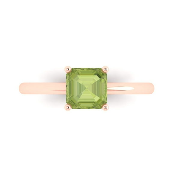 Solitaire Engagement Ring for Women - 1ct Natural Peridot in 14K Rose Gold Promise Ring