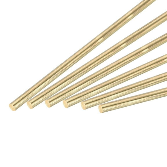 Uxcell Brass Rod,Brass Solid Round Rod 3mm Diameter 305mm Length Lathe Bar Stock for RC Model DIY Craft 6pcs