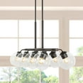 thumbnail image 4 of JONATHAN Y Julian 33.5" 8-Light Farmhouse Bohemian Iron/Glass Linear LED Pendant, Oil Rubbed Bronze/Clear, 4 of 8