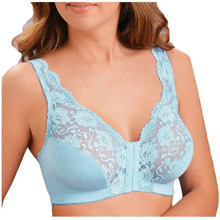 DNDKILG Womens Lightly Padded Bra with Full Coverages Full-Coverage Extreme  Lift Underwire Bra Front Closure Bras Blue 2XL 