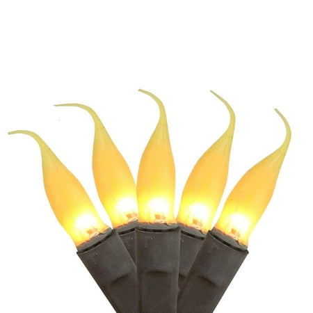 Set Of 100 Fireside Amber Mini Silicone Flame Bulb Christmas Lights Set of 100 Fireside Amber Mini Silicone Flame Bulb Christmas Lights - Brown Wire - Set Of 100 Fireside Amber Mini Silicone Flame Bulb Christmas Lights