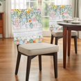 thumbnail image 4 of Easter Eggs Chair Covers Set of 1 Spring Yellow Pink Floral Leaves Wood Grain Chair Back Covers Stretch Removable Washable Slipcovers Protector for Dining Room Kitchen Party Decor, 4 of 9