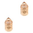 thumbnail image 3 of Guardoinrt Electroplated Metal Birdcage Shape Tea Light B- Candle Holder Rose Gold Type B 2Set, 3 of 6