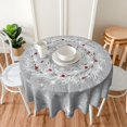 thumbnail image 2 of Silver Snowflakes Round Tablecloth 60Inch Christmas Winter Snow Table Cover with Xmas Tree Leaves Berry Table Cloth Heat Resistance Polyester Fabric for Kitchen Dining Camping Party Decor, 2 of 6