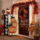 thumbnail image 4 of Banner de bienvenida de Halloween con forma de calabaza para jardín, banner de doble cara con diseño de gato y calabaza de arpillera, Halloween espeluznante, 4 of 4