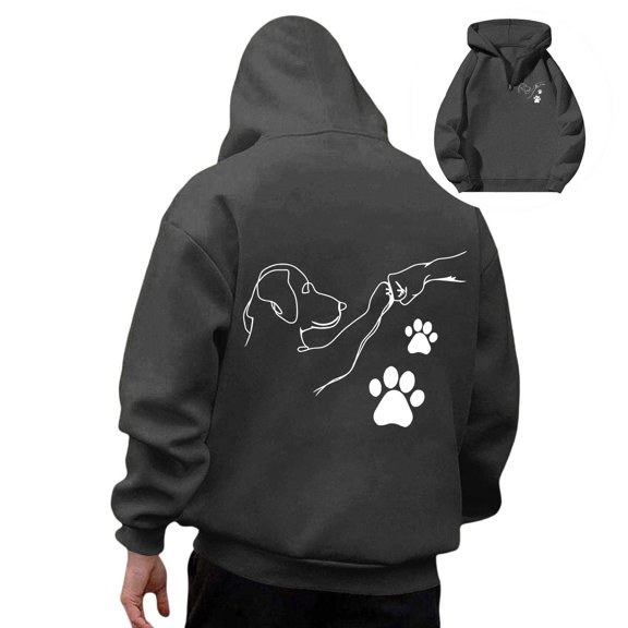 Valora Men Winter Outfit Casual Hoodie with Cute Puppy Print for Everyday Comfort – Loose Fit Pullover Sweatshirt for Autumn Winter Fashion Grey XL