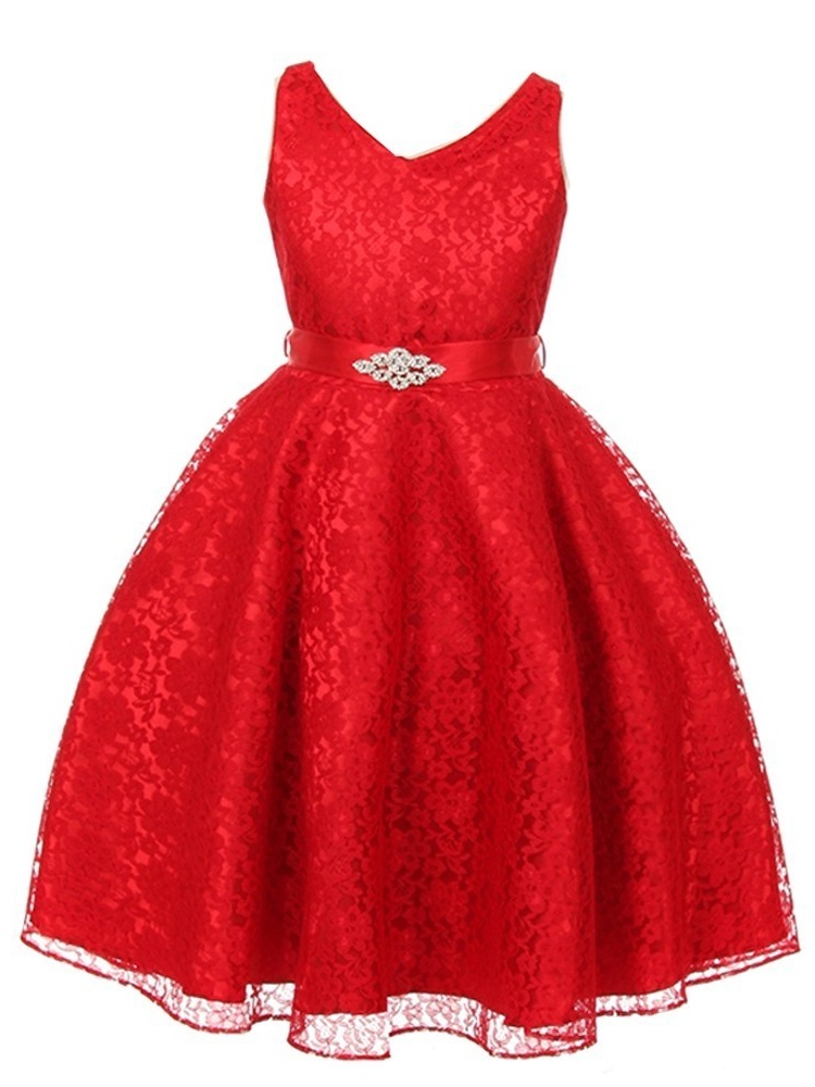 Good Girl Good Girl Little Girls Red Lace Brooch Attached Flower Girl