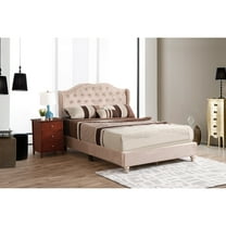 Full Upholstered Bed Frame - Timeless Design, Beige Bed - Platform Bed, Sleigh Bed, Modern Bedroom Furniture