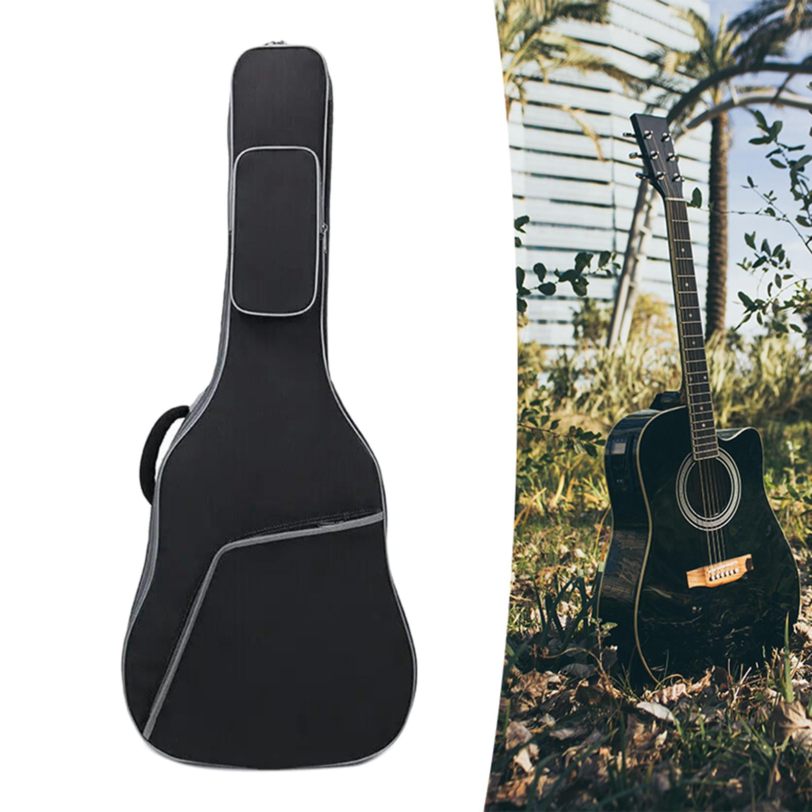 LeeQinersw Guitar Bag 41in Oxford 2 Pockets Music Accessories Padded Soft Case for Acoustic Black