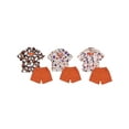thumbnail image 3 of Yunliwuli Toddler Boys Halloween Outfits Bowtie Ghost Pumpkin Print Turn-Down Collar Short Sleeve Shirts Tops Shorts 2Pcs Clothes Set, 3 of 9