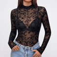 thumbnail image 4 of Endives Long Sleeve Shirts for Women Mesh Tops Sheer Bodycon See Through Blouse Trendy Casual Top M, 4 of 5