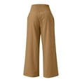 thumbnail image 5 of FAVIPT Wide Leg Pants Woman Linen,Linen Pants for Women Summer High Waist Stretch Drawstring Pants Dressy Casual Palazzo Pants with Pockets Yellow,XXXL, 5 of 5