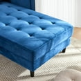 thumbnail image 5 of 64 inch Sleeper Chaise Furniture, 3-Seater Velvet Couch, Soft Tufted Seat Cushion Seats with 2 Throw Pillows, Mid-Century Sofa with Tool-Free Assembly for Small Space, 5 of 8