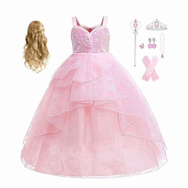 HAWEE Robe de Sorcière pour Filles Cosplay d'Halloween Princesse Paillettes Tenues en Maille