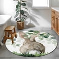 thumbnail image 3 of Round Rug 4Ft Washable Non-Slip, Easter Circle Area Rugs for Living Room Bedroom, Spring Bunny Botanical Eucalyptus Leaves Plants Indoor Floor Mats Carpet Runner for Home Decor Aesthetic, 3 of 8