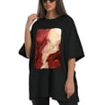 thumbnail image 4 of Plus Size Shirt for Women Oversized Black Tops for Women Short Sleeves Shirt for Women Red Marble1 T Shirt Crewneck Shirt for Women M, 4 of 5