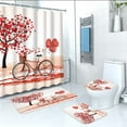 thumbnail image 2 of Kabnic Rideau de Douche Saint-Valentin Rideau de Douche Tapis de Sol Ensemble de Quatre Pièces Maison Salle de Bain Séparation Sèche Humide Rideau de Douche Imperméable, 2 of 9