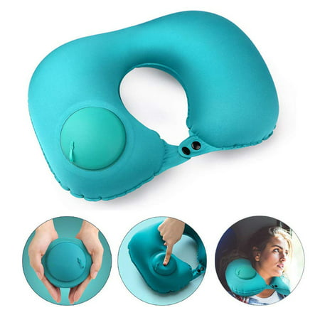 Air Cushion Self-inflating Button Travel Neck Pillow Inflatable Airplane Pillow