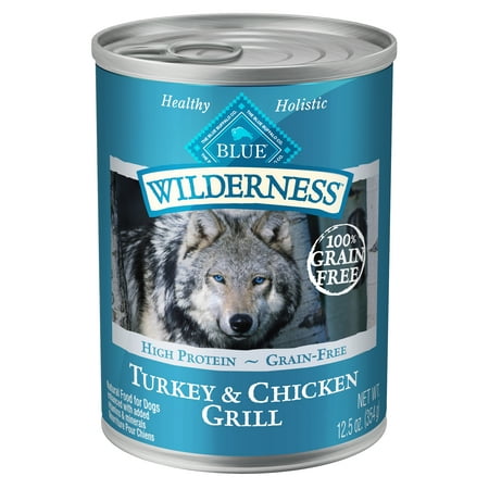 Blue Buffalo Puppy Wet Food Blue Buffalo Wilderness Turkey & Chicken Grill Grain Free Natural Adult Wet Dog Food, 12.5-oz can ()