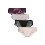 Jessica Simpson Women's Microfiber with Lace Bikini Panties, 5-Pack