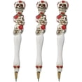thumbnail image 1 of Ebros Day Of The Dead Sugar Skull Pen Set of 3 Writing Pens (Hearts And Roses), 1 of 2