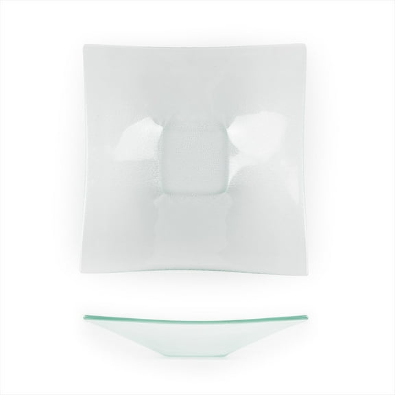 Turgla Fusion Glass Dinnerware 10.75" x 0.5" x h:1.5" 1 oz. Square Clear Glass Deep Plate, Set of 6 (02-329-27CLR)