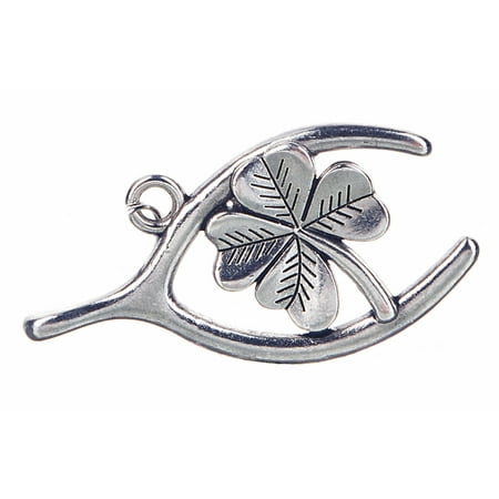 Double The Luck Wishbone & 4-Leaf Clover Charm - By Ganz