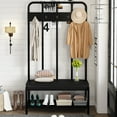 thumbnail image 6 of Amolife 4 in 1 Freestanding Hall Tree with 5 Hooks Coat Rack Shoe Bench, Entrance Bench with Storage Rack, Black, 6 of 6