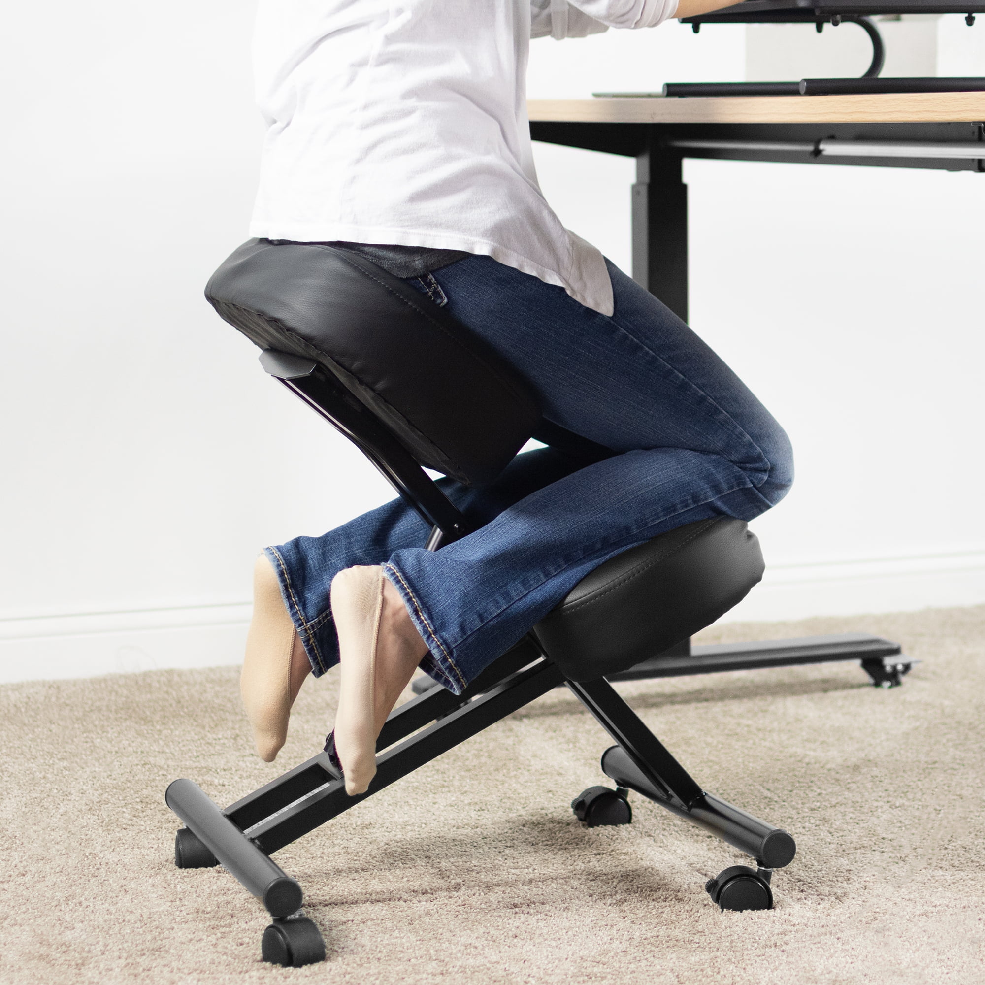 DRAGONN (By VIVO) Ergonomic Kneeling Chair for Home and Office, Black