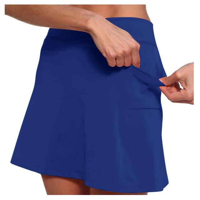WILLBEST Jupe de Tennis Décontractée pour Femmes de Couleur Unie avec Poche, Jupe de Sport Yoga Active, Jupe-Short