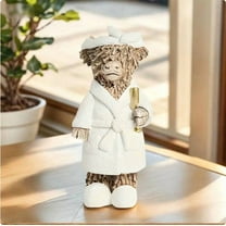 Luoshdecor Highland Cow Statue,Cute Bathrobe Resin Bath Highland Cow for Christmas Farmhouse Home & Tabletop Decor