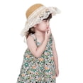 thumbnail image 4 of Summer Children's Sun Protection Straw Hat, Bow Large Eaves Hat, Portable Girls Sun Hat, Pink, 4 of 8
