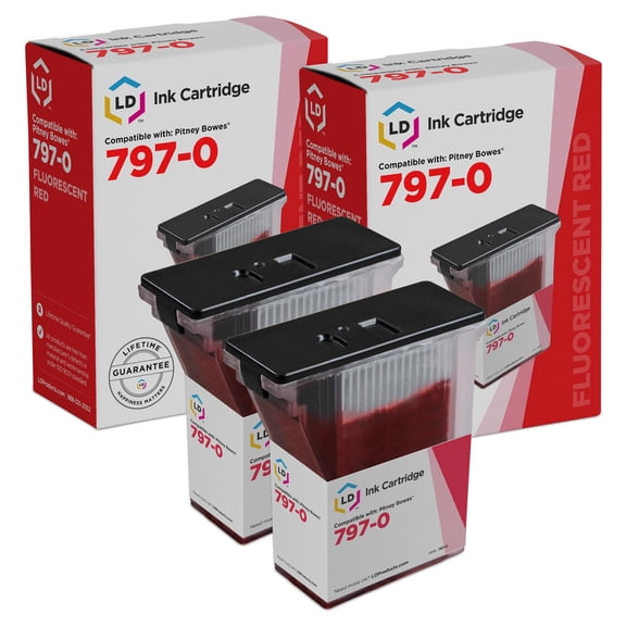 LD Products Compatible Replacement Pitney Bowes 797-0 Fluorescent Red Ink Cartridge for K700