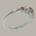 thumbnail image 3 of LBG British Made Real Solid 10k White Gold Natural Ruby & Cultured Pearl Womens band Ring - 33 size options - Size 6.25, 3 of 6