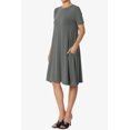 thumbnail image 3 of Robe T-Shirt Évasée à Manches Courtes Col Bateau Longueur Genou avec Poche pour Femmes PLUS, 3 of 6