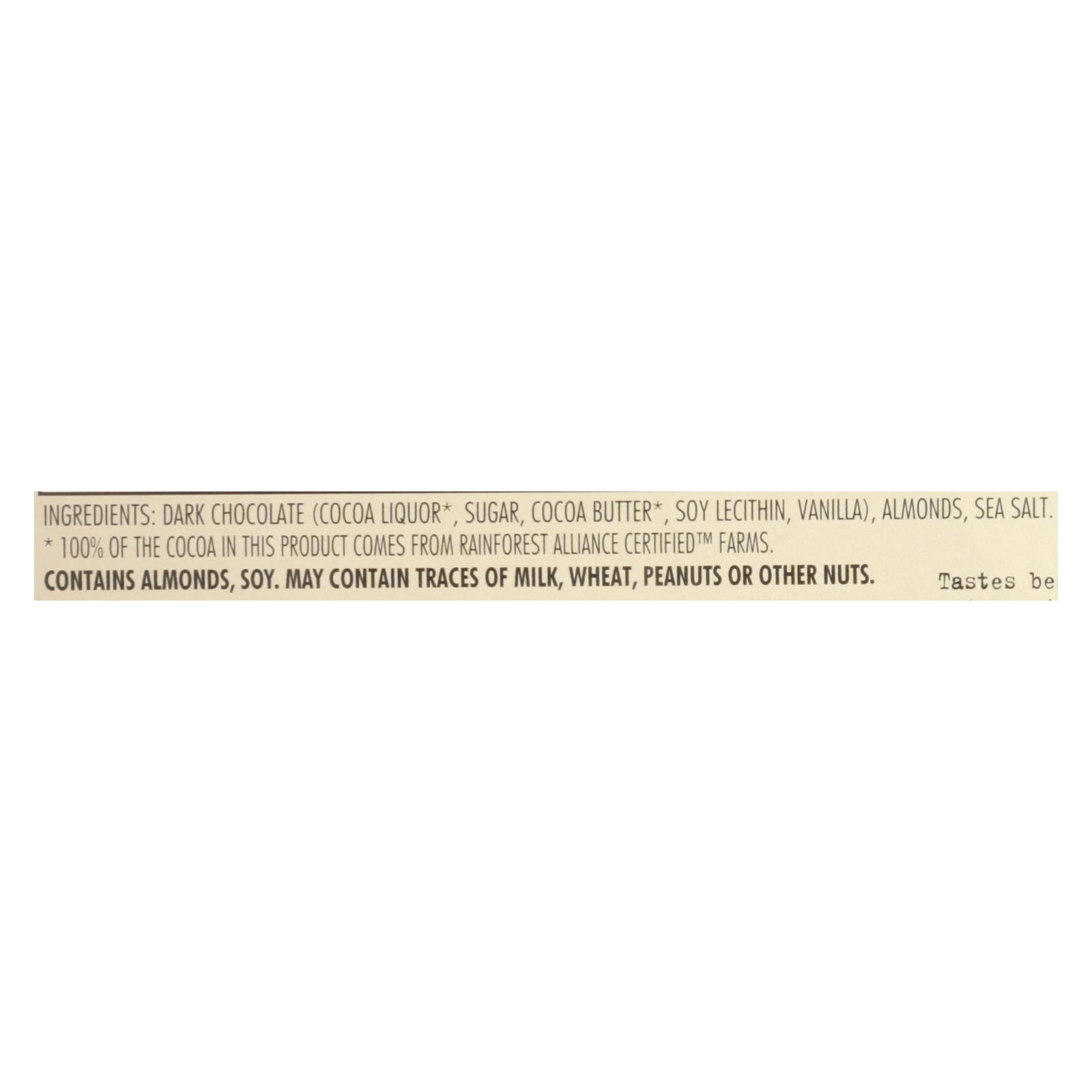 Chocolove Xoxox - Premium Chocolate Bar - Dark Chocolate - Almonds and Sea Salt - 3.2 oz Bars - Case of 12