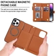 thumbnail image 6 of Case for iPhone 16 Pro Max 6.9 inch, RFID Blocking, Multi-Card Slots, Zipper Pocket 2 in1 Detachable Wallet With Shoulder Strap and Wrist Strap Shockproof Protective Magnetic Case,Brown, 6 of 7