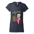 thumbnail image 2 of Wild Bobby Betty Boop America Land of the Free Home of the Brave Betty Boop Women’s Standard V-Neck Tee, Navy, Medium, 2 of 5