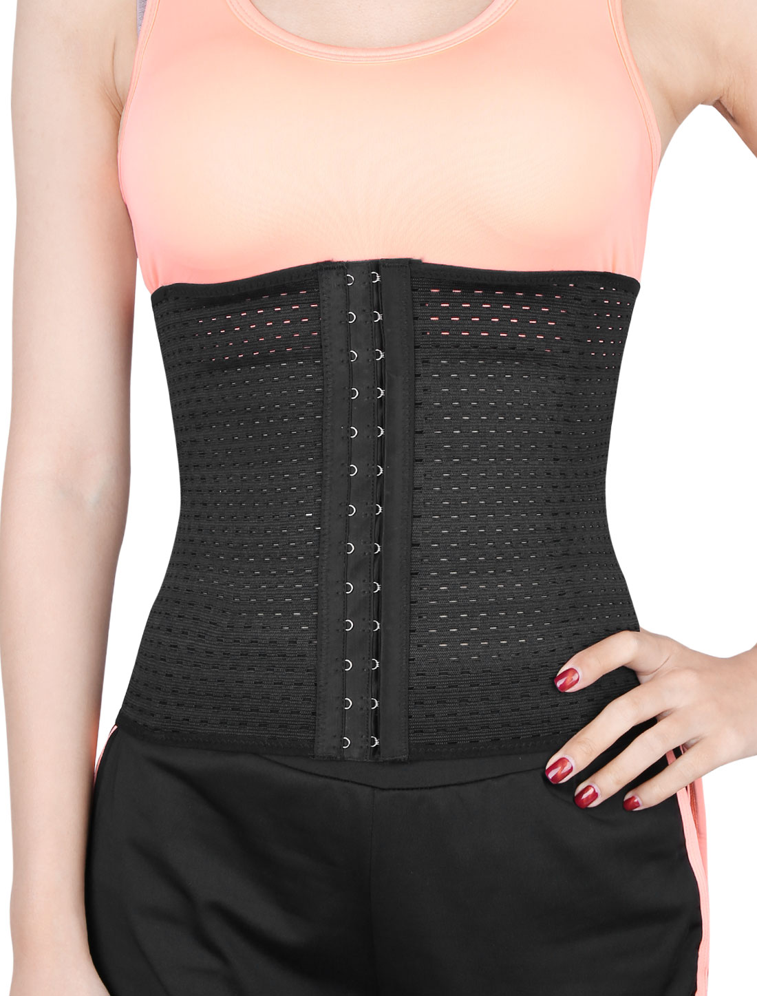 Black XXL Adjustable 3 Hook Belly Waist Trainer Girdle for Ladies